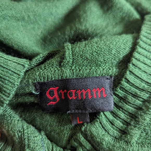 Gramm Green Long Cardigan Sweater Dress Ture love print Size L - Picture 11 of 12